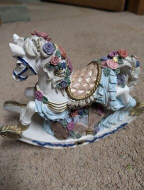 Collectible Vintage Rocking Horse Victorian Music Box